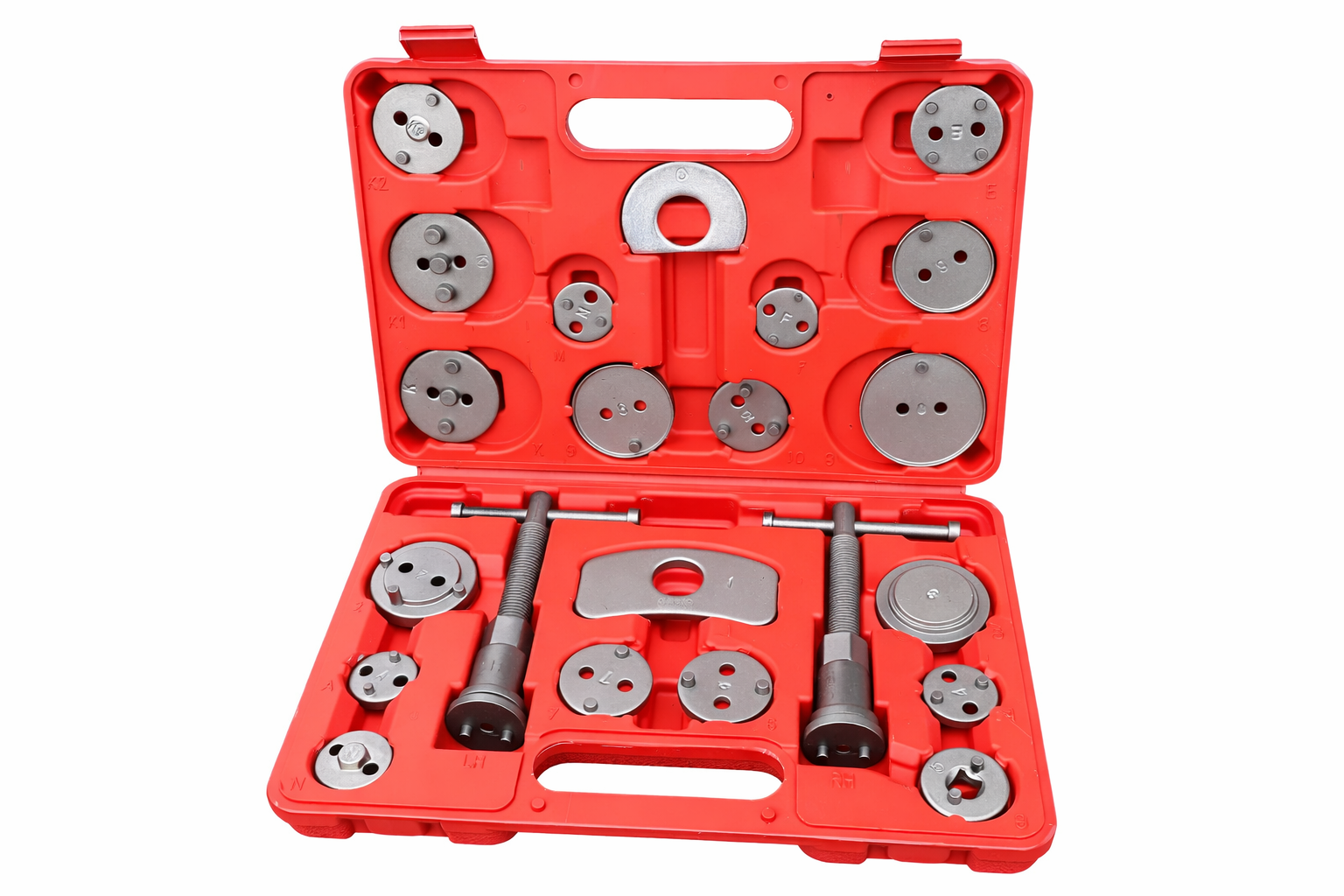 Set-kit ripristino per pinze freno, strumento universale per la retrazione, attrezzi rimozione dei pistoni dei freni anteriori e posteriori, auto garage, 22 pezzi Gebo Tools