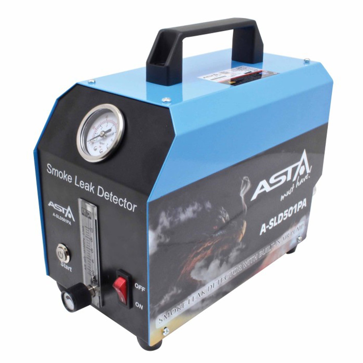 Macchina fumogena EVAP automotive pompa d'aria incorporata,generatore di fumo per individuazione perdite circuiti auto, tester di rilevamento perdite di fumo per tutte le auto dc 12v, moto, camion leggeri, barche, atv, motoslitte ect., con accessori, Asta