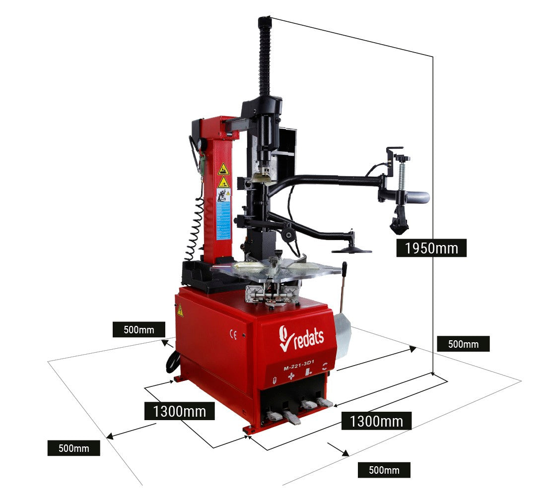 Smontagomme automatico, trifase 380V con braccio run flat 24", Redats