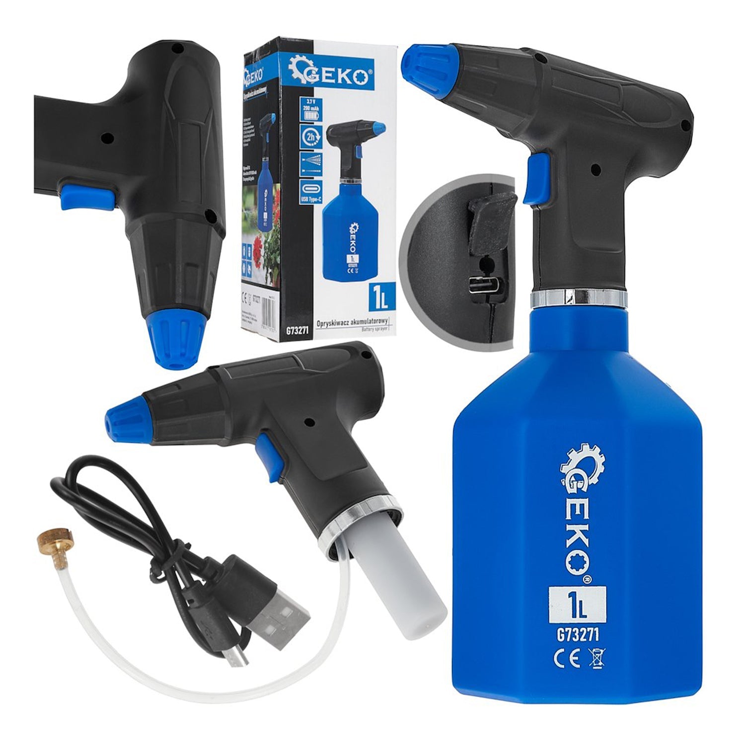 Spruzzatore elettrico easy sprayer, nebulizzatore piante a batteria ricaricabile con autonomia di 2h, pompa leggera e resistente, 1 litro,ricaricabile USB