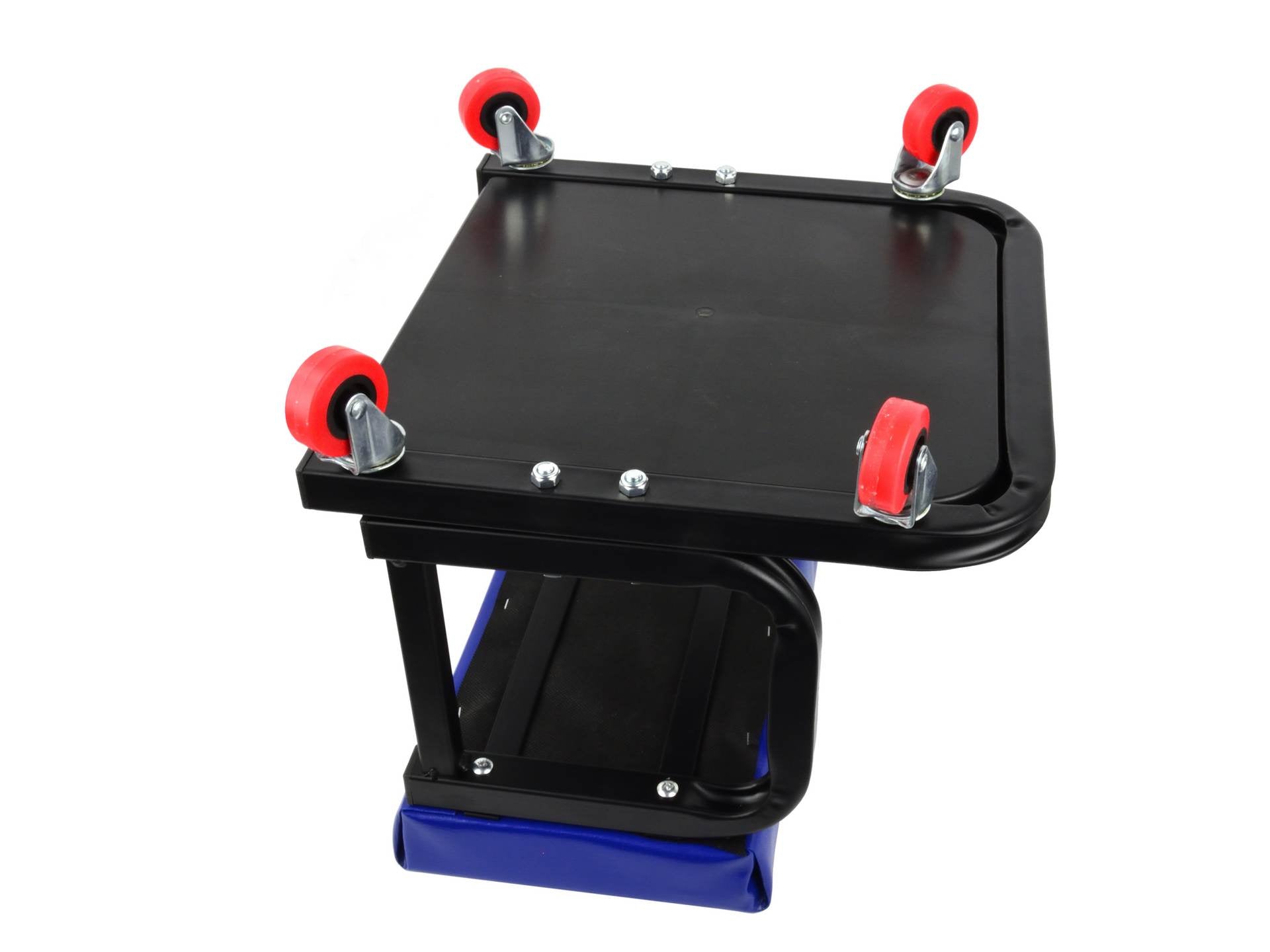 Sgabello per officina con ruote, sgabello di montaggio, carrello meccanico con ripiano porta-attrezzi a 3 scomparti, sgabello da officina su ruote, sgabello meccanico garage, Geko