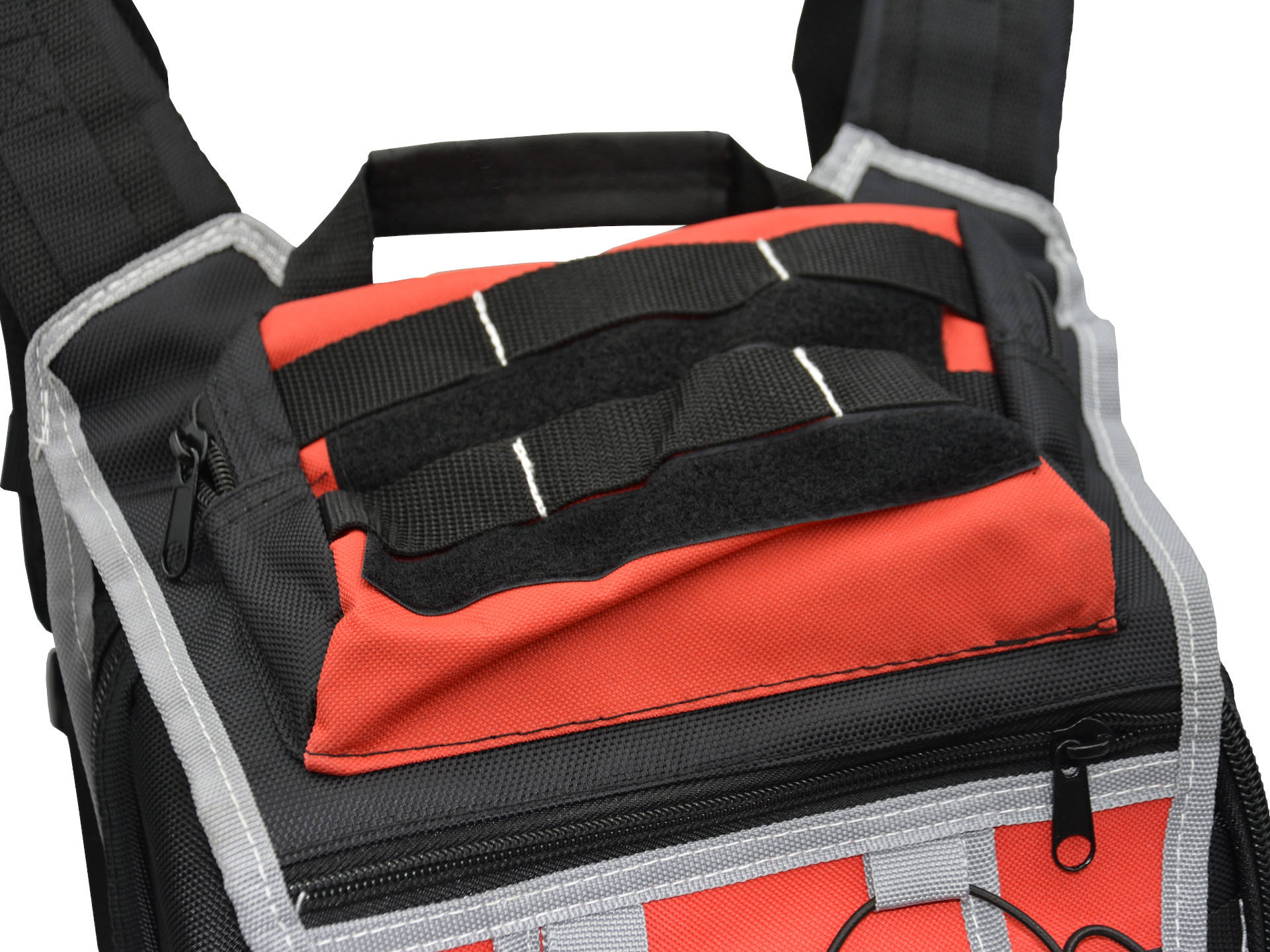 Zaino uomo lavoro officina con 2 scomparti per laptop computer pc portatili e attrezzi, zaino porta attrezzi, nero rosso