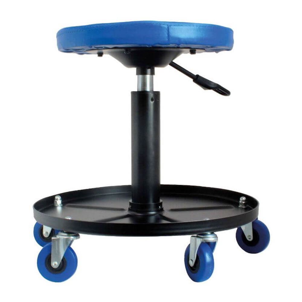 Sgabello per officina regolabile in altezza, sgabello di montaggio, carrello meccanico con ripiano porta-attrezzi, sgabello da officina, sgabello meccanico garage, Asta