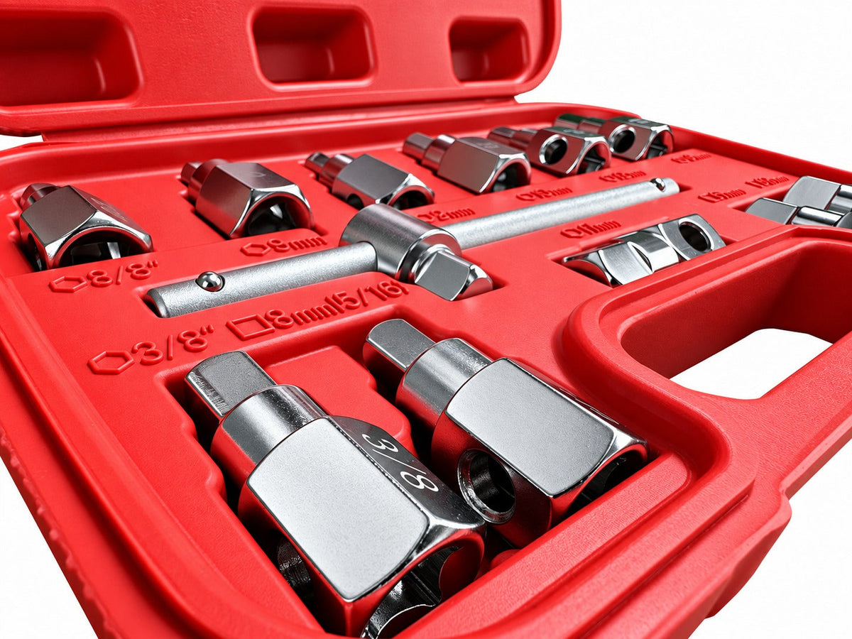 Set-kit chiavi bussol, tappo di scarico noci, attrezzi per auto e autocarri officina, 12 pezzi Gebo Tools