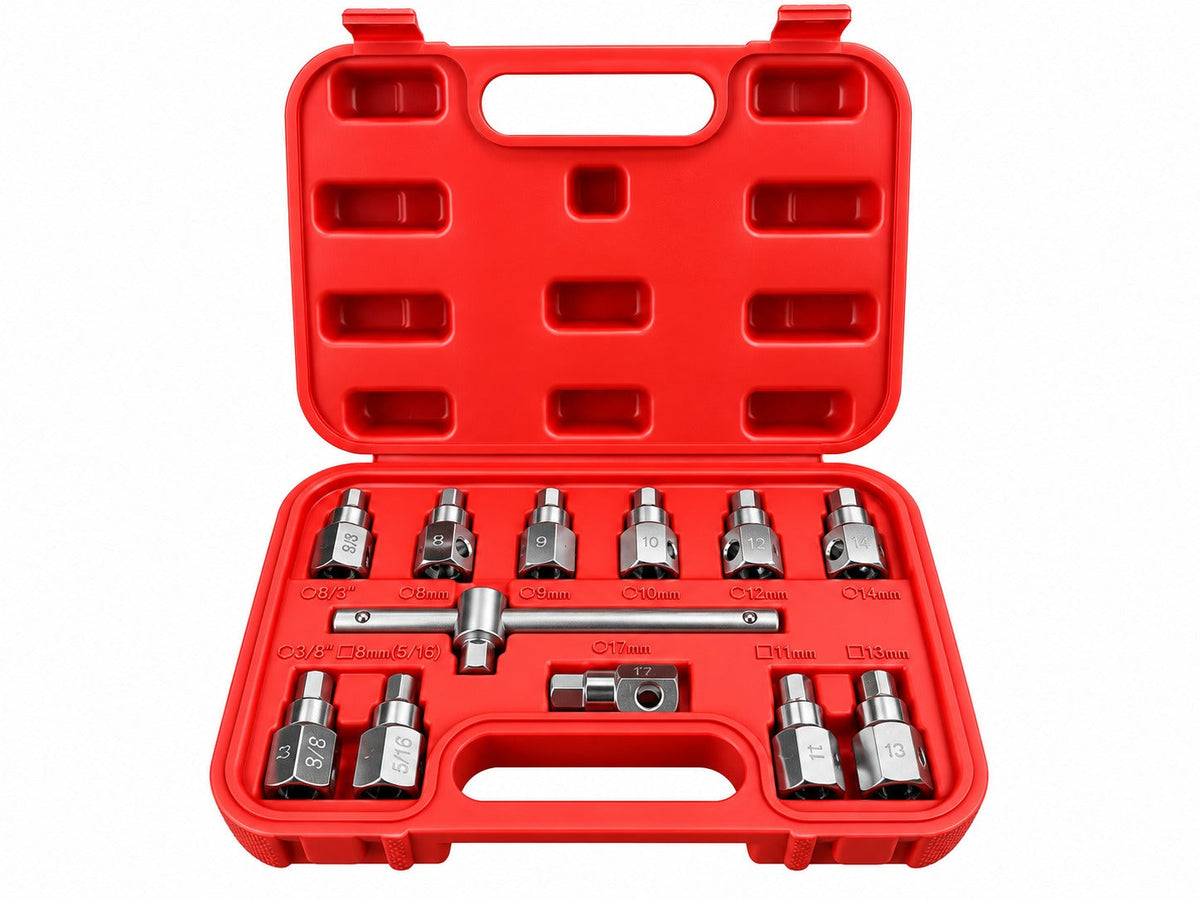 Set-kit chiavi bussol, tappo di scarico noci, attrezzi per auto e autocarri officina, 12 pezzi Gebo Tools