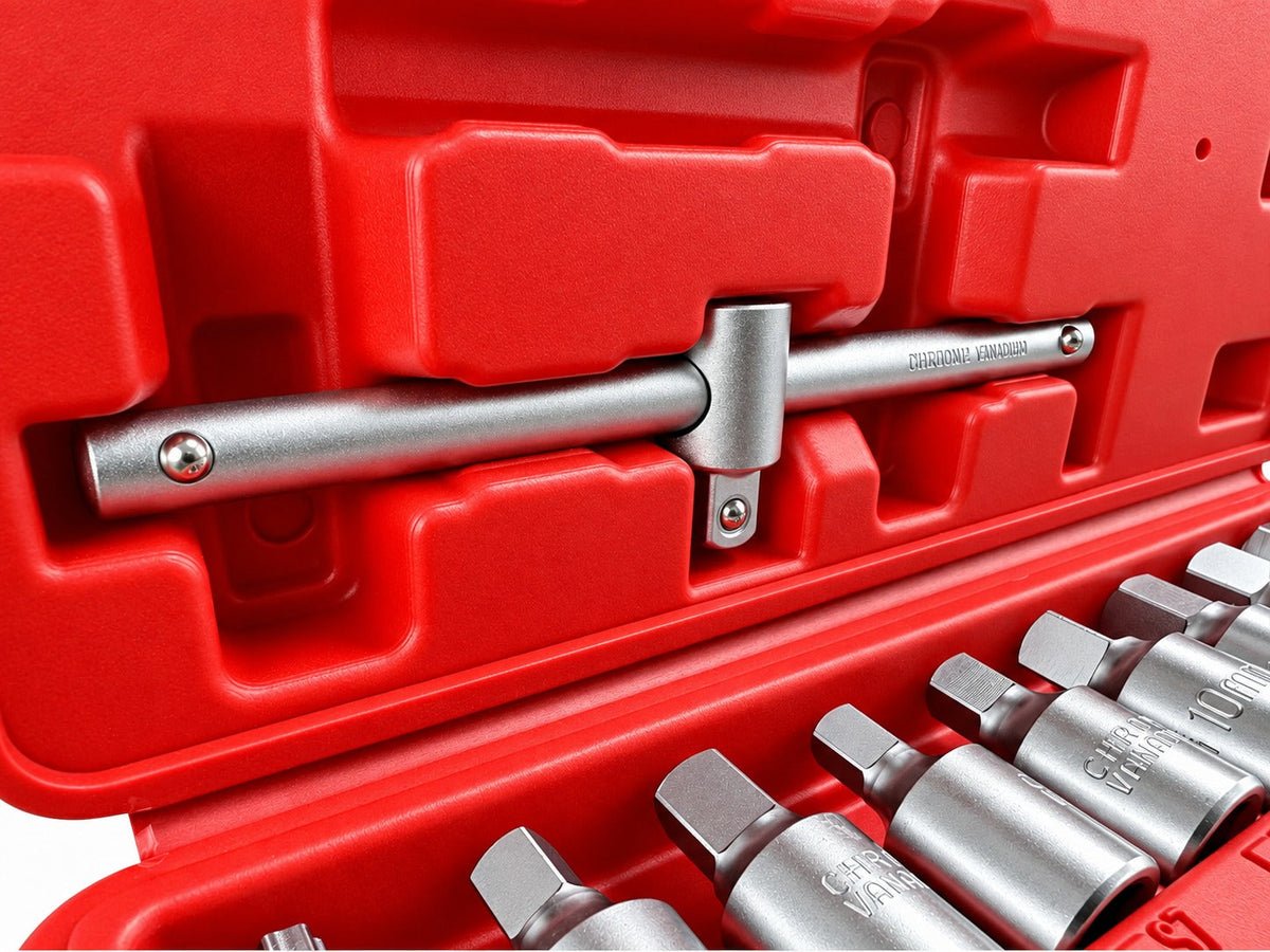 Set-kit chiavi bussole,tappo di scarico noci, attrezzi per auto e autocarri officina 21 pezzi Gebo Tools