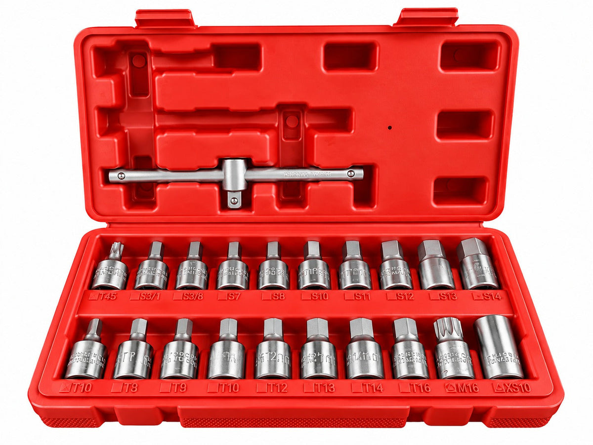 Set-kit chiavi bussole,tappo di scarico noci, attrezzi per auto e autocarri officina 21 pezzi Gebo Tools