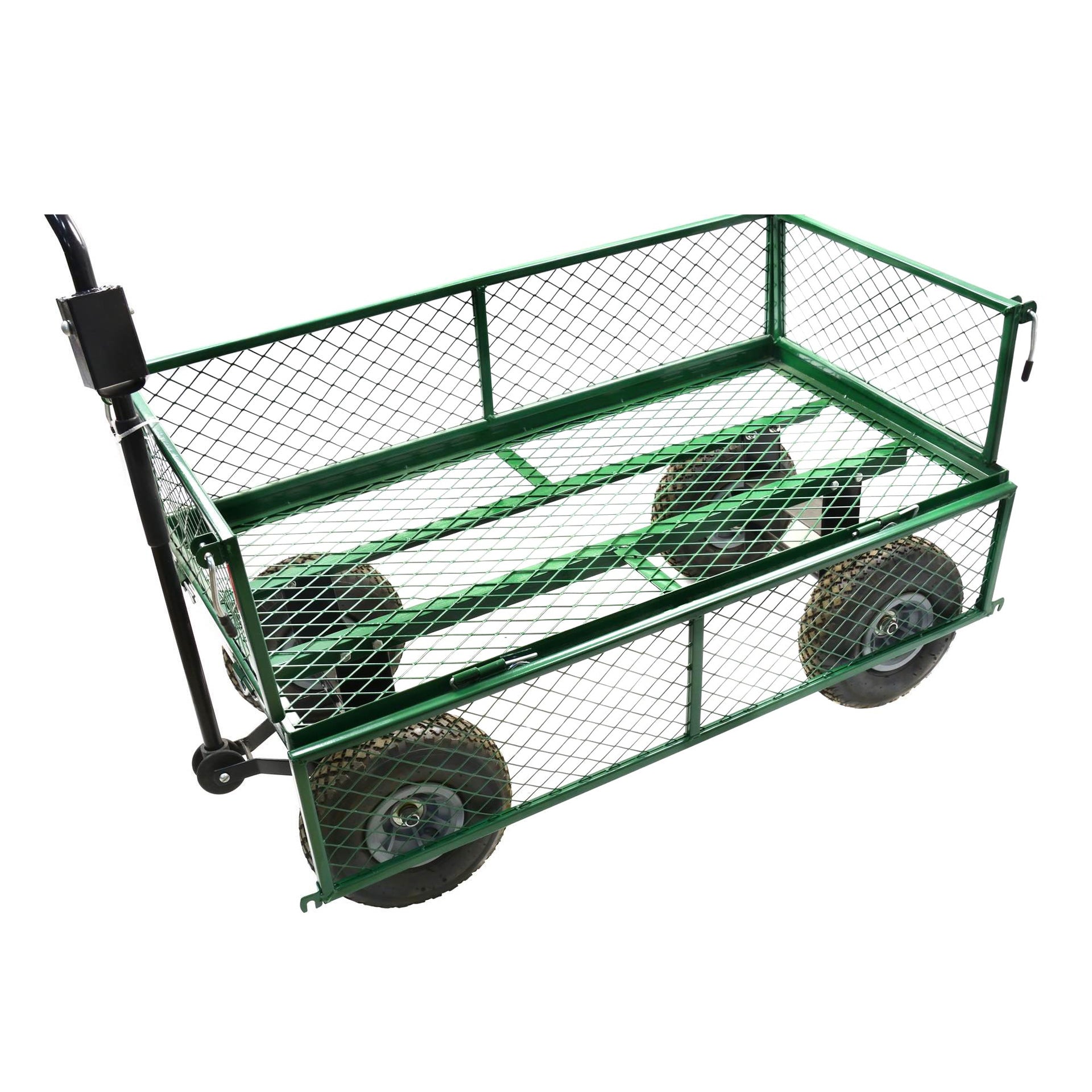 Carrello da trasporto a mano con sponde ribaltabili max 350 kg, per giardino campagna, verde