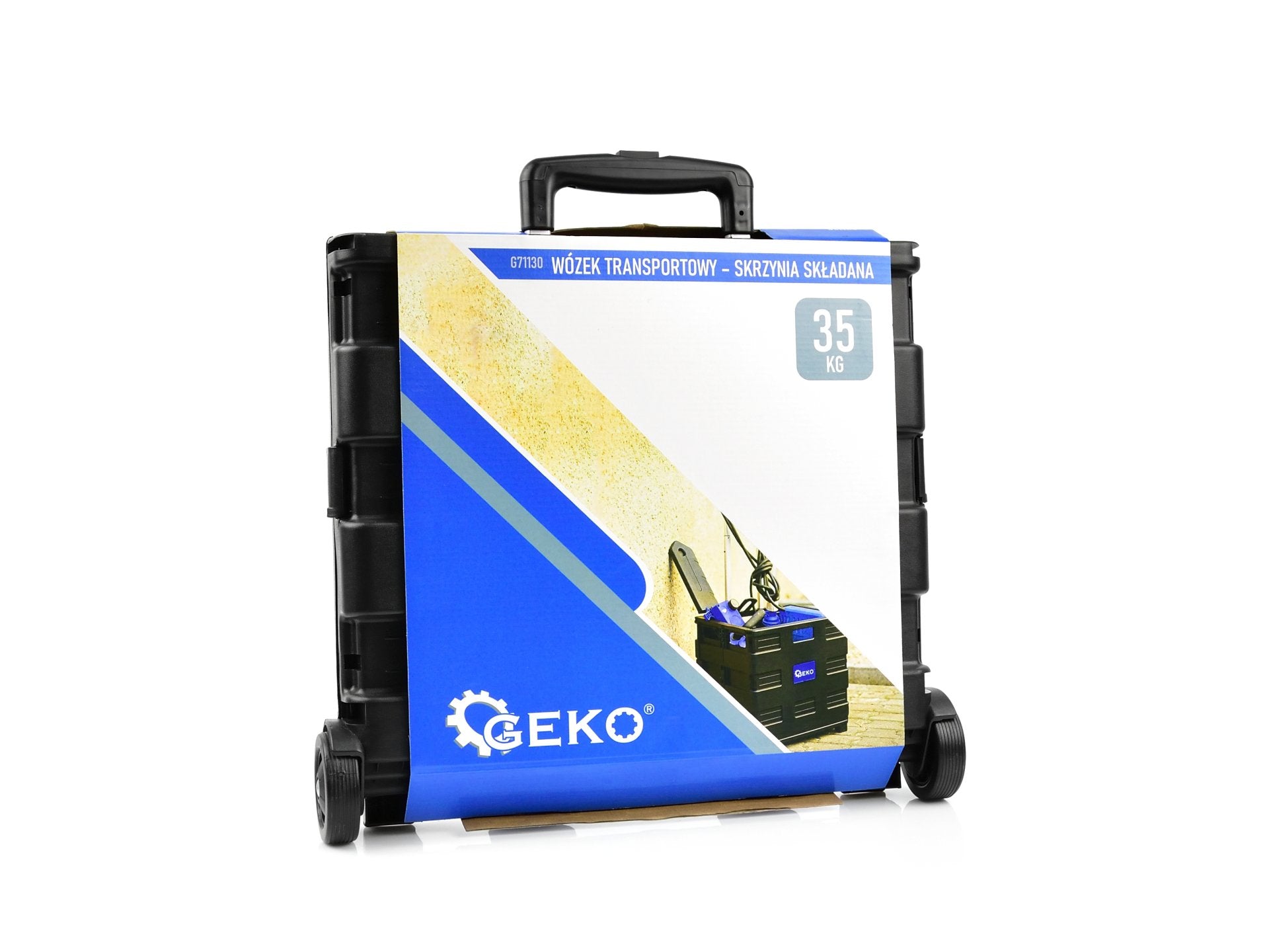 Carrello pieghevole, trolley porta oggetti con 2 ruote richiudibile per trasporto con manico telescopico in alluminio, capacità 35 kg Geko