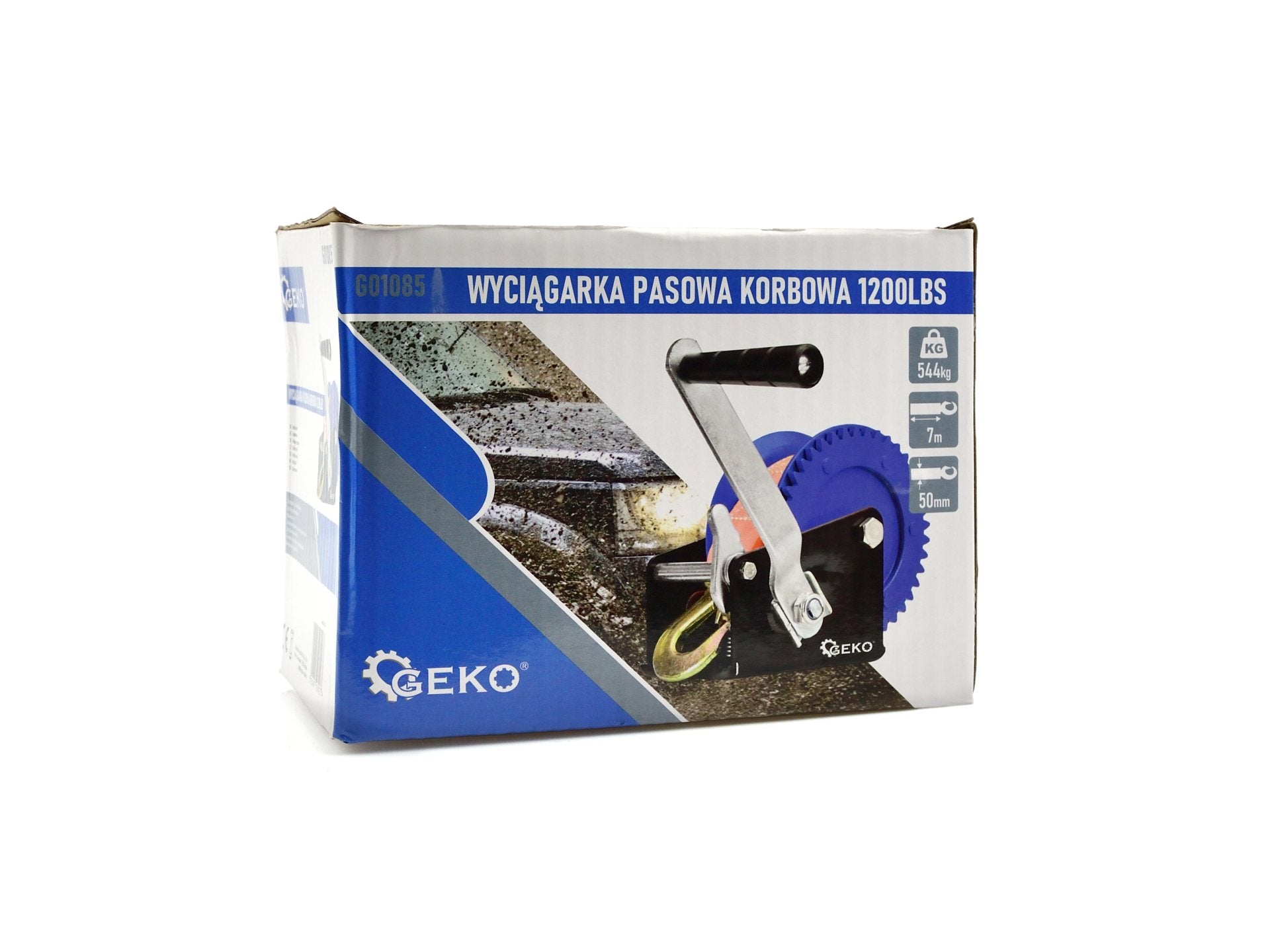 Verricello manuale con cinghia da 7m, verricello resistente per rimorchi auto, camion e recupero di emergenze, verricello manuale a cinghia, portata 545 kg