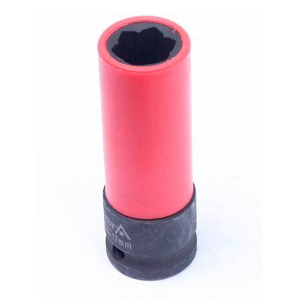 Bussola a impatto lunga rinforzata da 17 mm con testa a fiore-apertura a fiore per rimozione dadi antifurto ruota per Mercedes-Benz, con attacco 1/2" pollici, strumento convesso