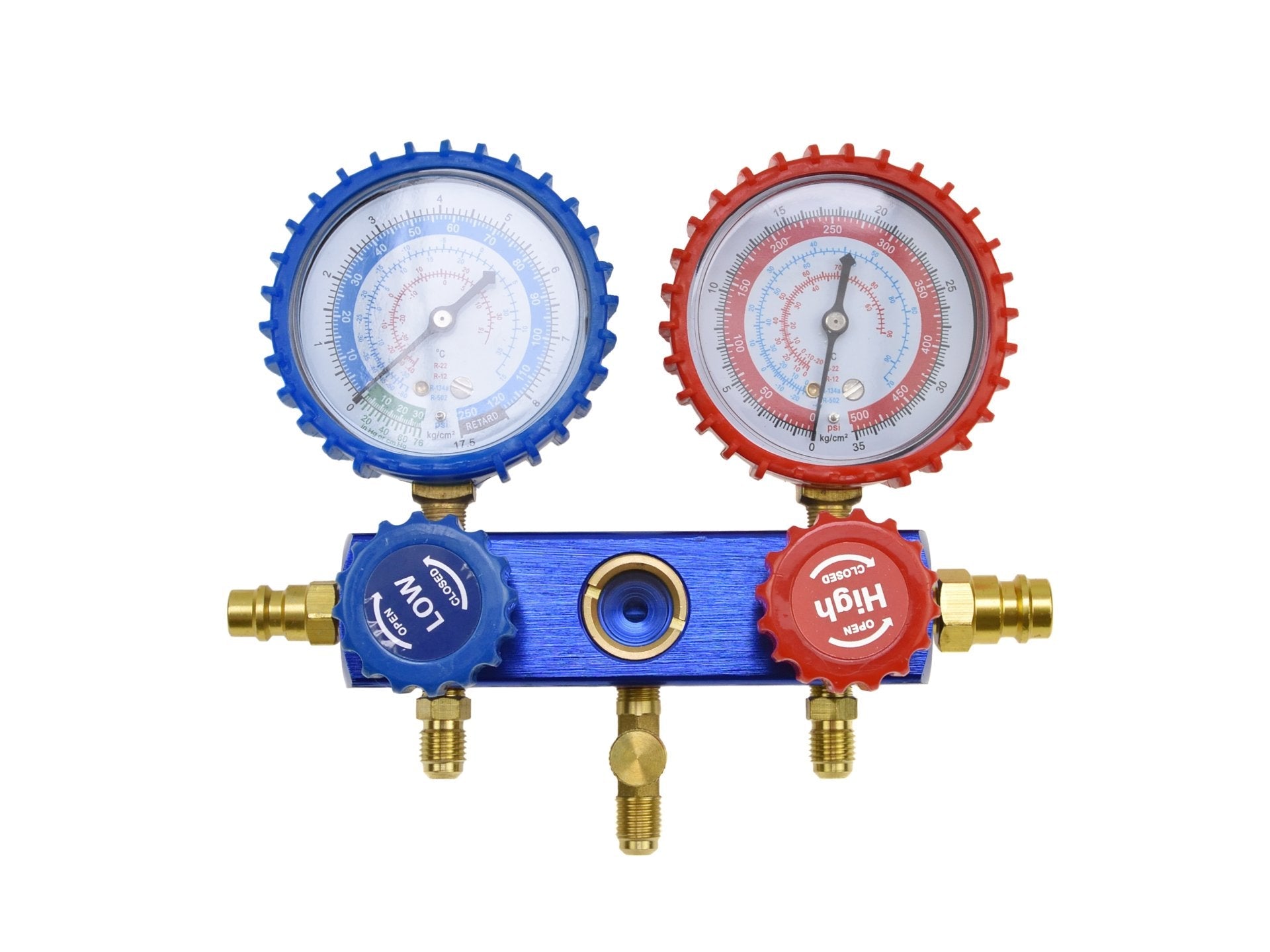 Pompa vuoto per condizionatori con kit manometri condizionatori, kit ricarica aria condizionata per refrigeranti, kit set manometro per diagnosi gas condizionatori di aria e auto