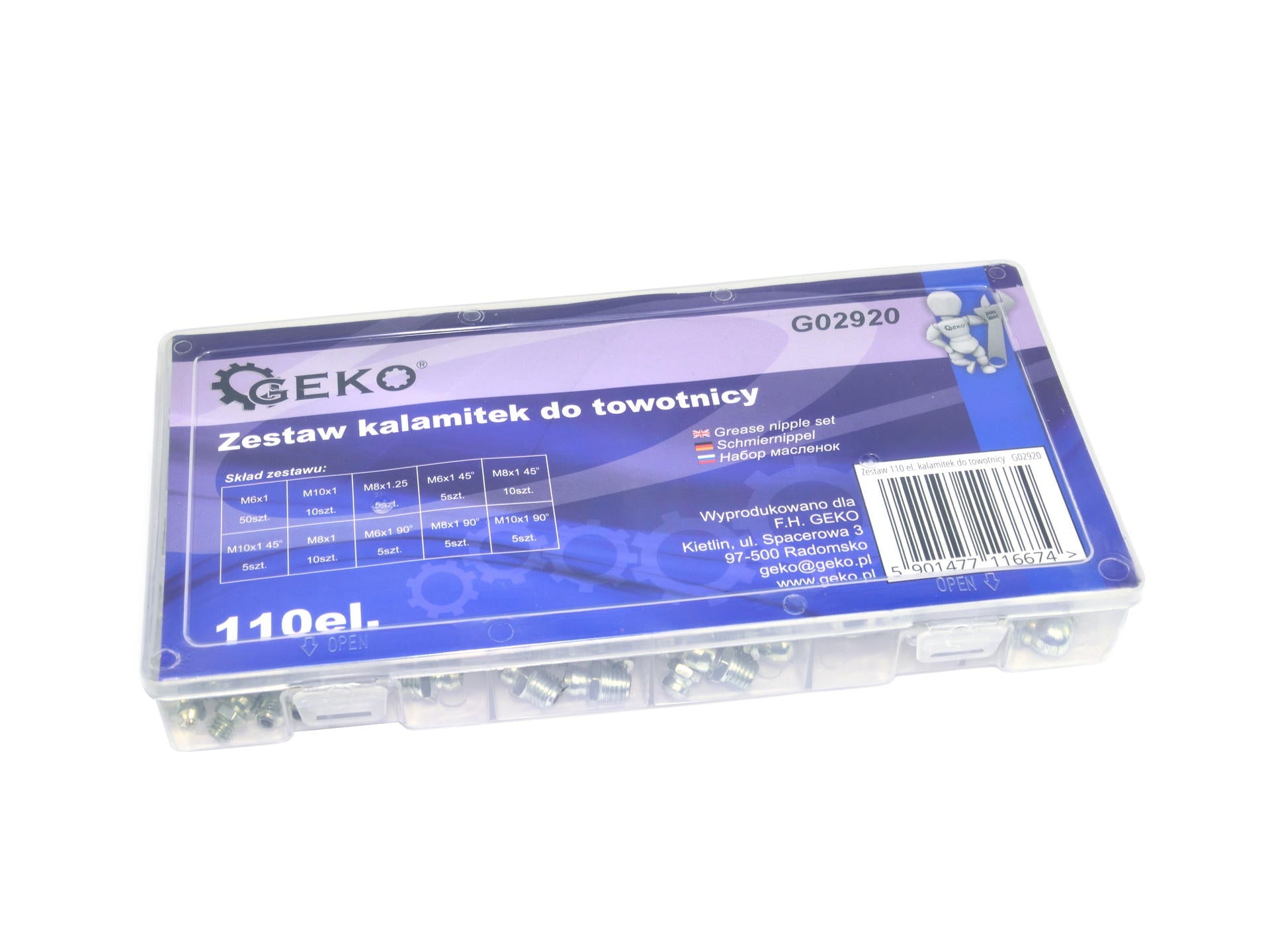 Set di ingrassatori grasso raccordo assortimento M6 M8 M10, 110 pezzi in dritto e angolato 45° 90°, kit ingrassatori per manutenzione meccanica, Geko