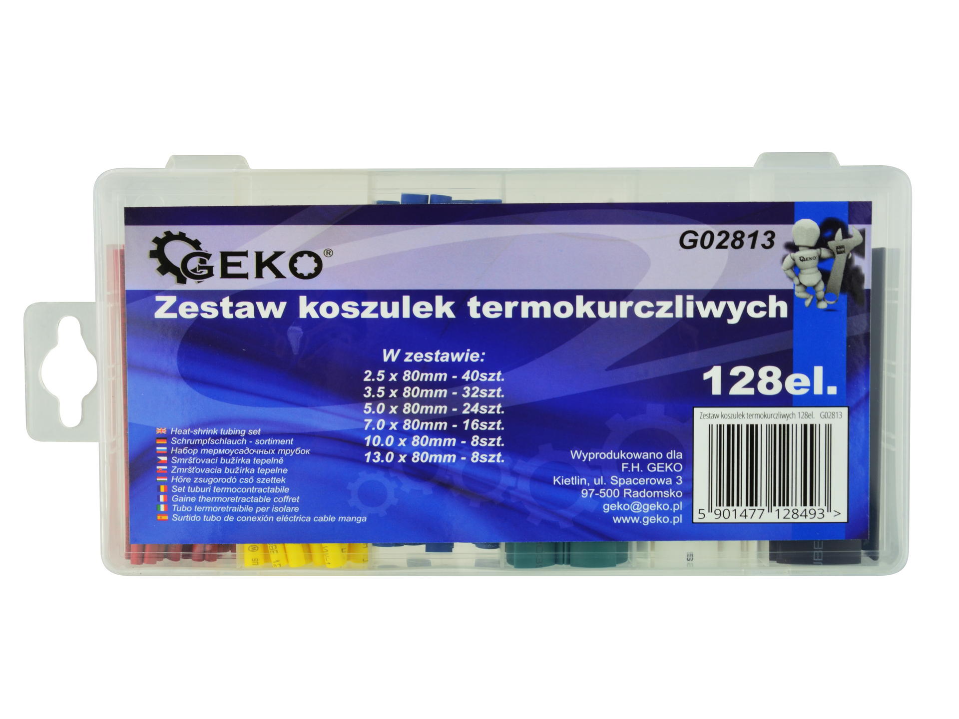 Set di guaina termorestringente 128 pezzi, tubi termoretraibili, impermeabili, nero, blu, rosso, giallo, verde, bianco 2,5-13 mm, per cavi di isolamento, kit di tubi termorestringenti, assortimento di manicotti per avvolgimento di cavi isolanti elettrici