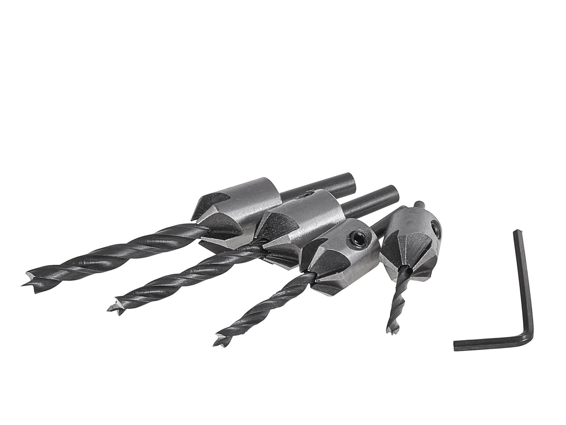 Set di 5 punte da trapano per svasatura per legno, punte da trapano coniche, con gambo, set per falegnameria e falegnameria