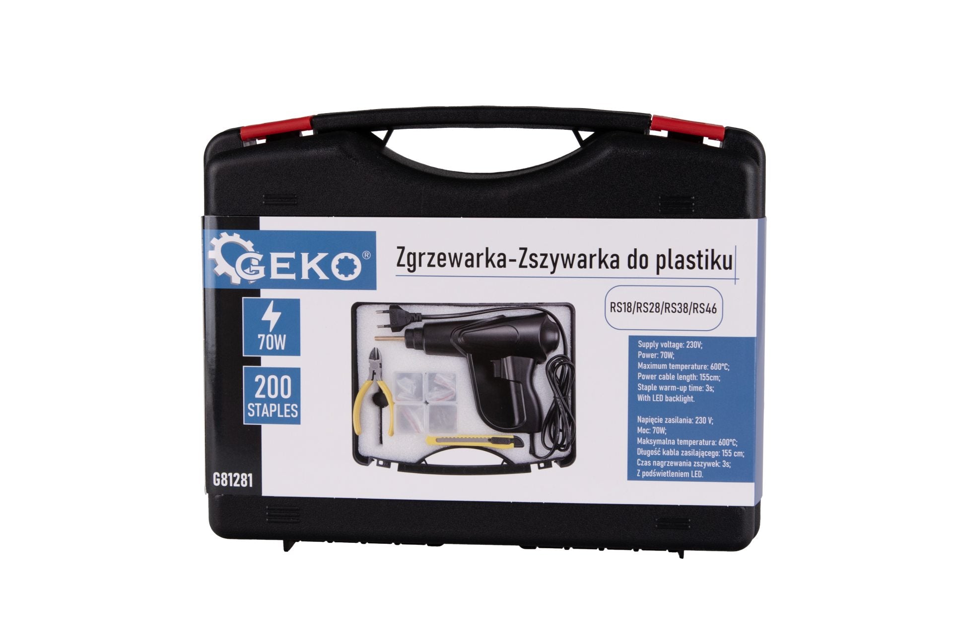 Pistola per saldatura e riparazione plastica 70 w, set saldatrice con 200 pezzi