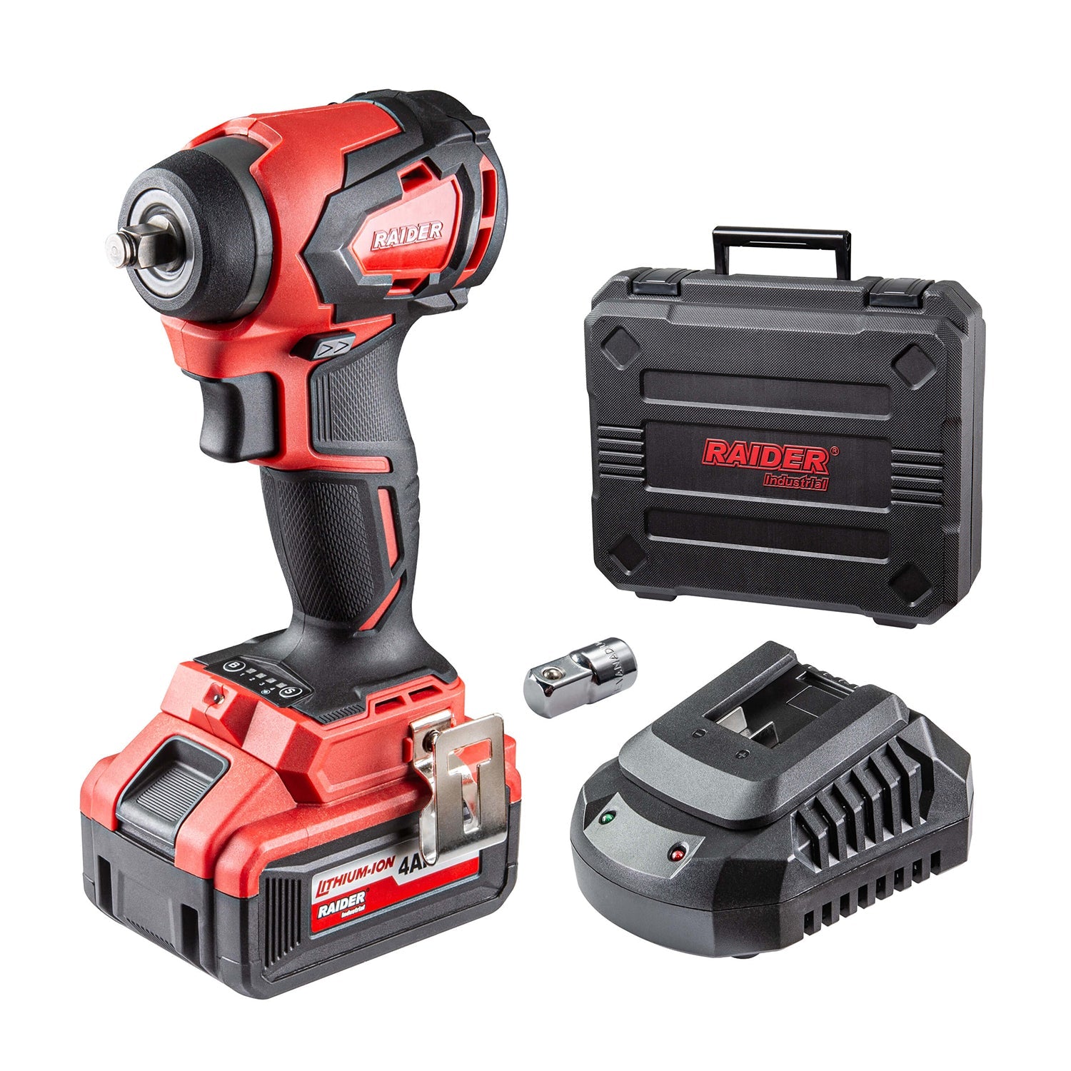 Avvitatore a impulsi con caricatore accumulatore 3/8–1/2 280 Nm 4 Ah Raider Industrial