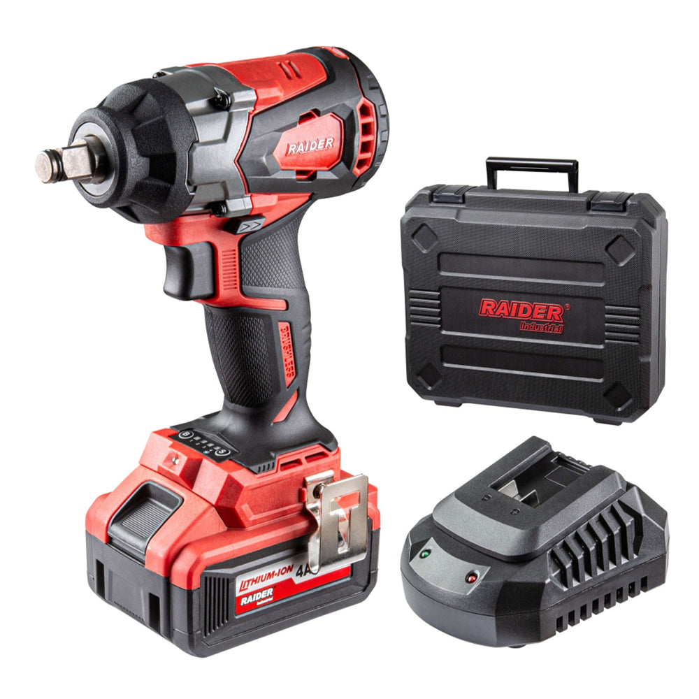 Avvitatore a impulsi 1/2" 480 Nm con batteria 20 V 4 Ah e caricabatterie Raider