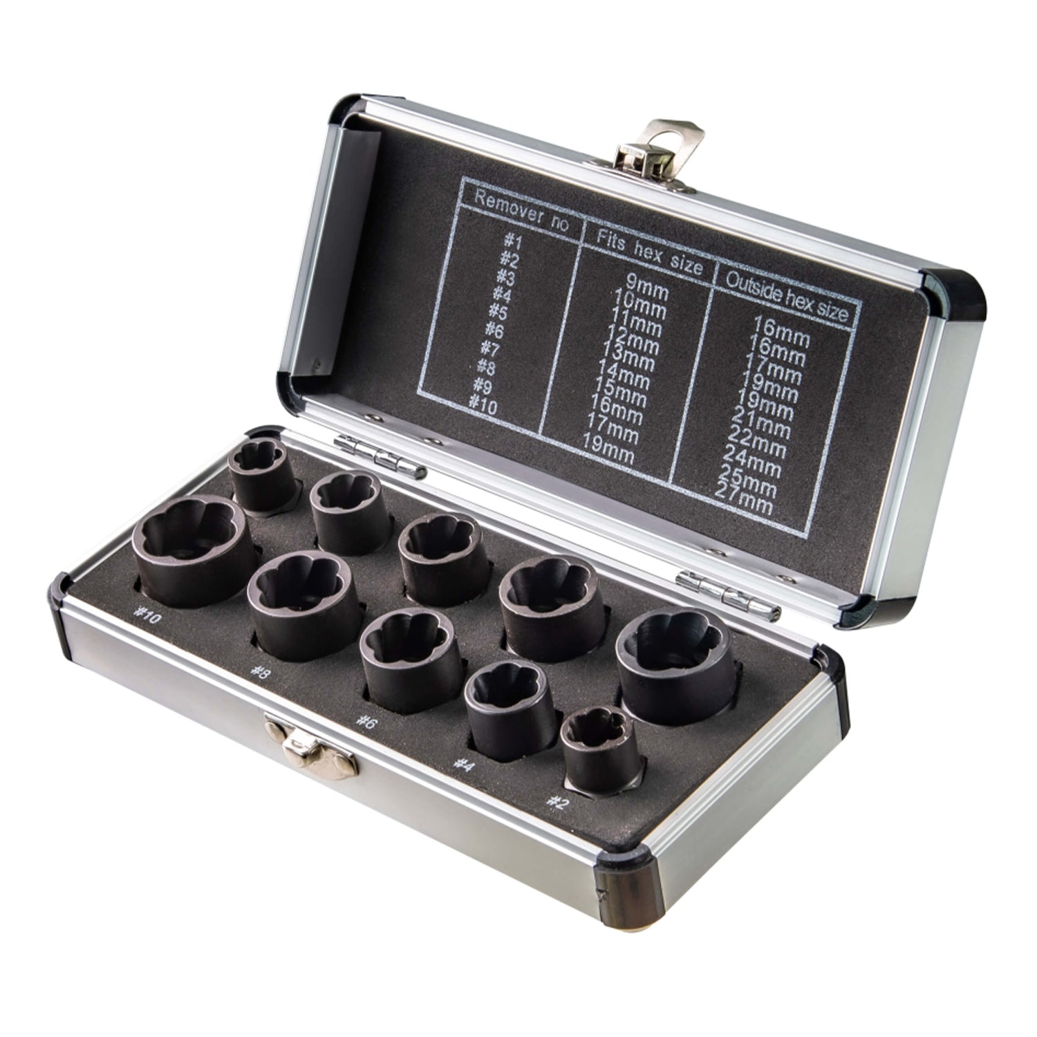 Set di 10 chiavi a bussola, per viti usurate, attacco da 3/8", 9-19 mm 11 pezzi, Topmaster