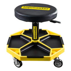 Sgabello per officina con ruote, regolabile in altezza, sgabello di montaggio, carrello meccanico con ripiano porta-attrezzi, sgabello da officina su ruote, sgabello meccanico garage, Topmaster