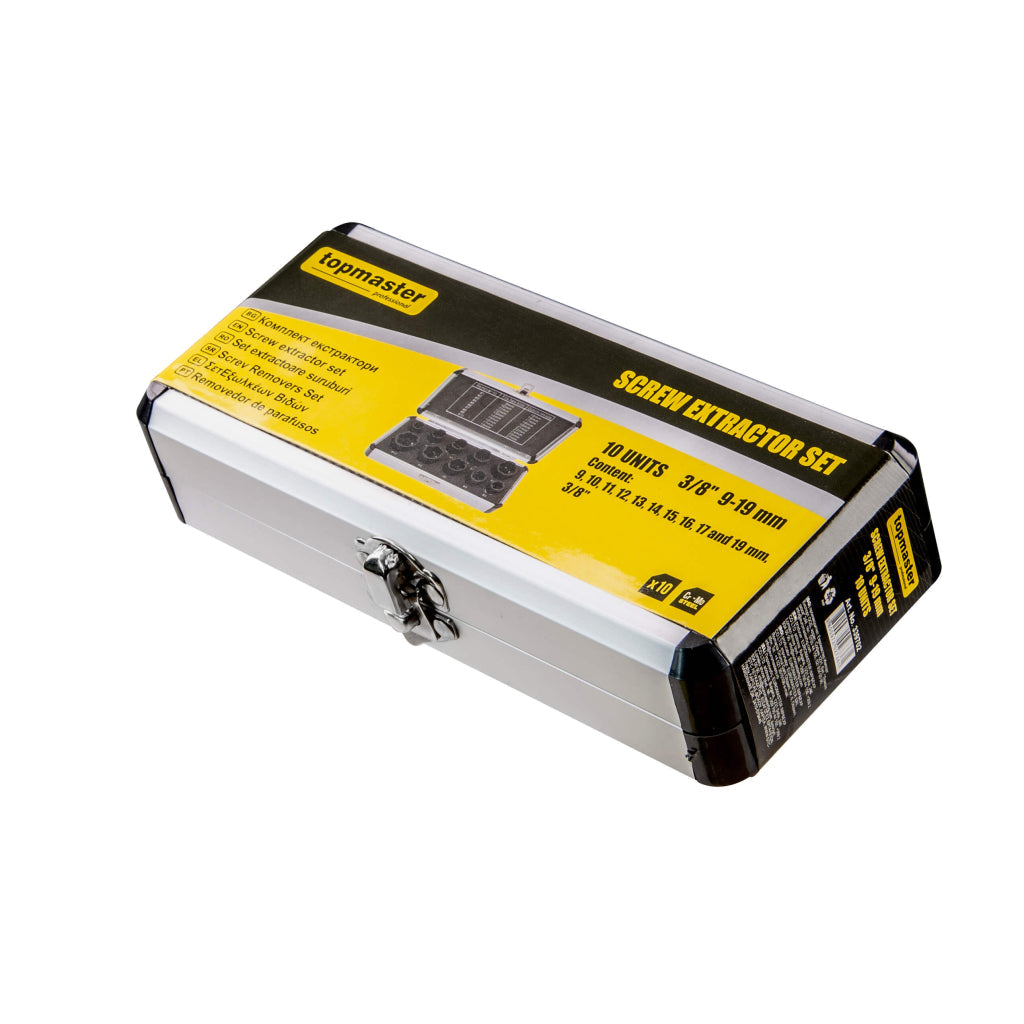 Set di 10 chiavi a bussola, per viti usurate, attacco da 3/8", 9-19 mm 11 pezzi, Topmaster