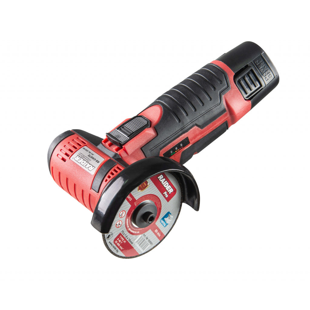 Smerigliatrice angolare a batteria, smerigliatrice angolare senza fili con batteria, per la smerigliatura di metalli e plastica, con batteria al litio, lucidatrice elettrica, 12V 2Ah 75X10 mm Raider
