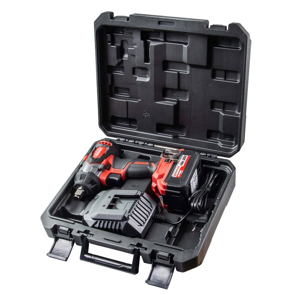 Avvitatore a impulsi 1/2 480 Nm con caricatore accumulatore 20 V 4 Ah Raider