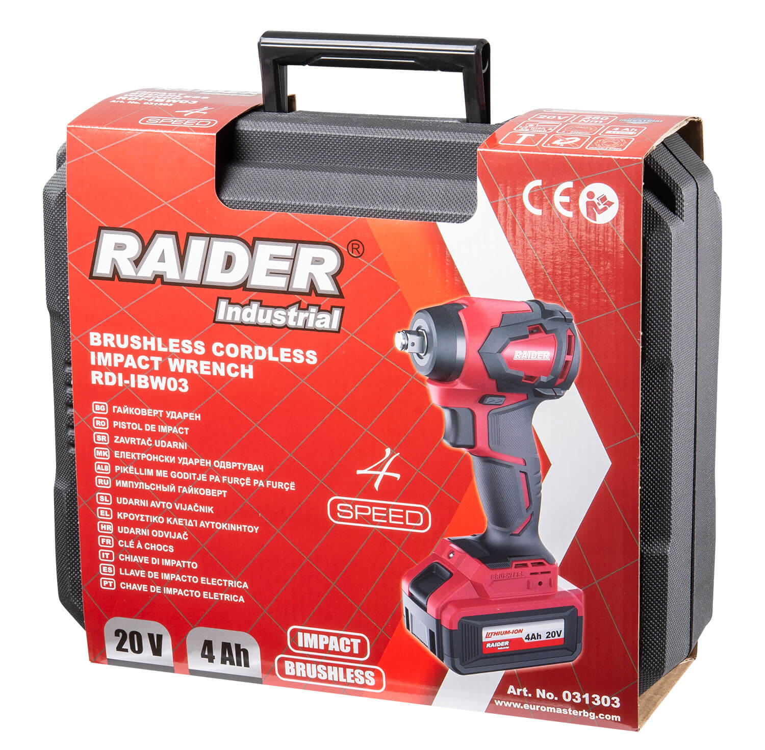 Avvitatore a impulsi con caricatore accumulatore 3/8–1/2 280 Nm 4 Ah Raider Industrial