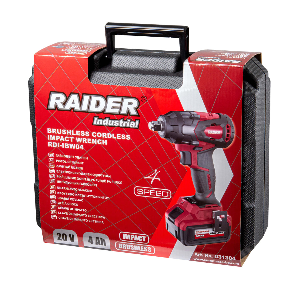 Avvitatore a impulsi 1/2 480 Nm con caricatore accumulatore 20 V 4 Ah Raider