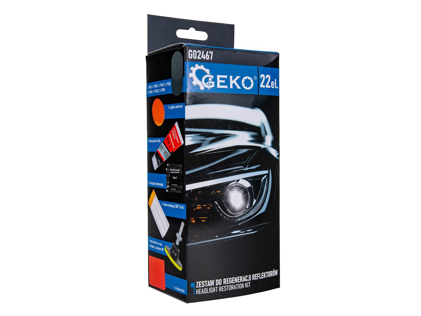 Kit restauro fari auto– lucidatura, levigatura, protezione UV, rinnovo plastica Geko