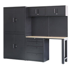 Arredamento modulare per officina, set per officina, 8 pezzi nero opaco