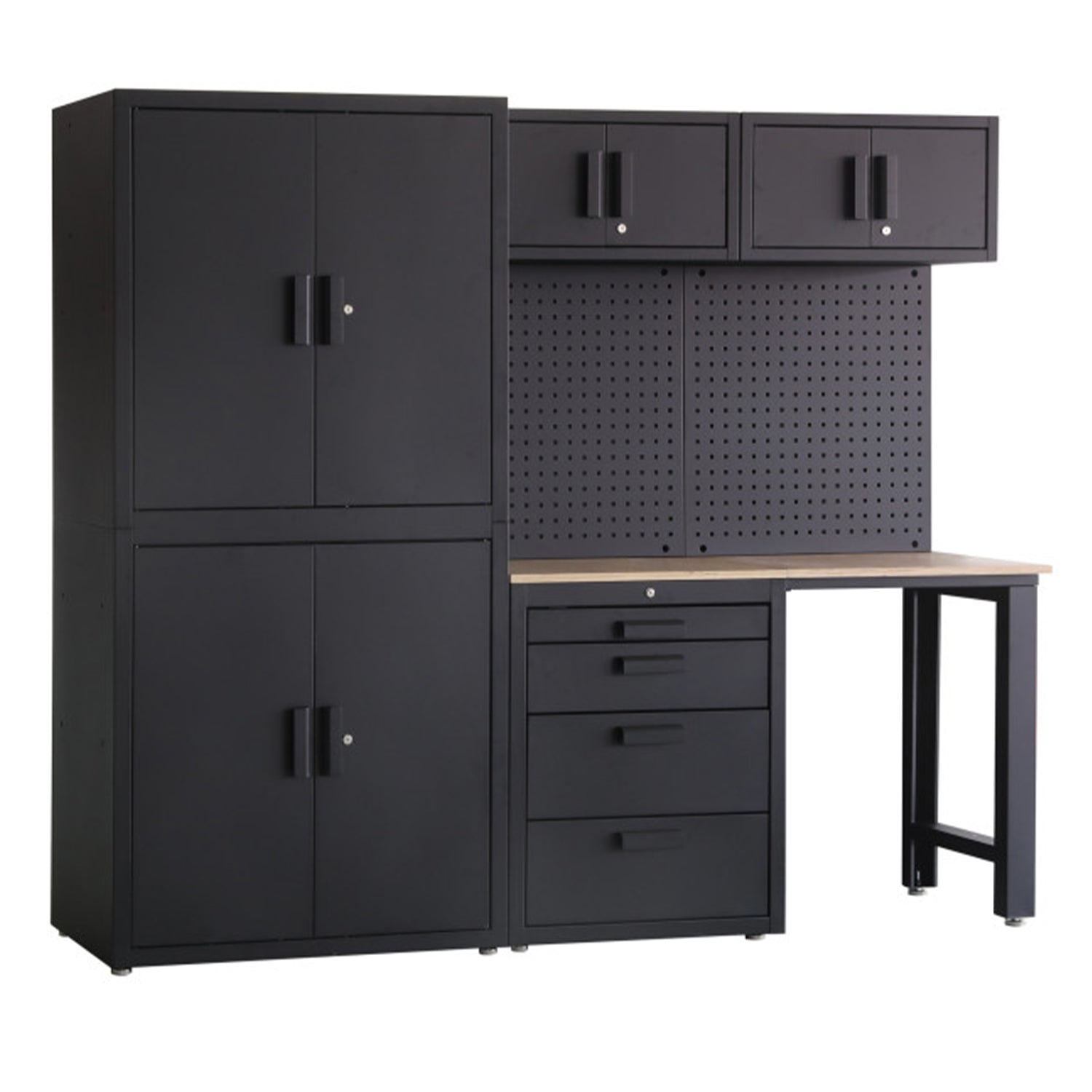 Arredamento modulare per officina, set per officina, 8 pezzi nero opaco