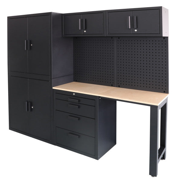 Arredamento modulare per officina, set per officina, 8 pezzi nero opaco