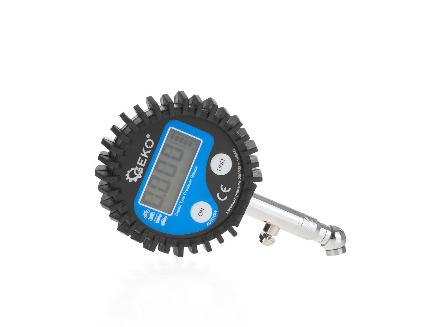 Manometro digitale per pneumatici, precisione professionale, 200 PSI, manometro pneumatico digitale, accessorio compressore aria con LCD, tubo in gomma per auto, Geko