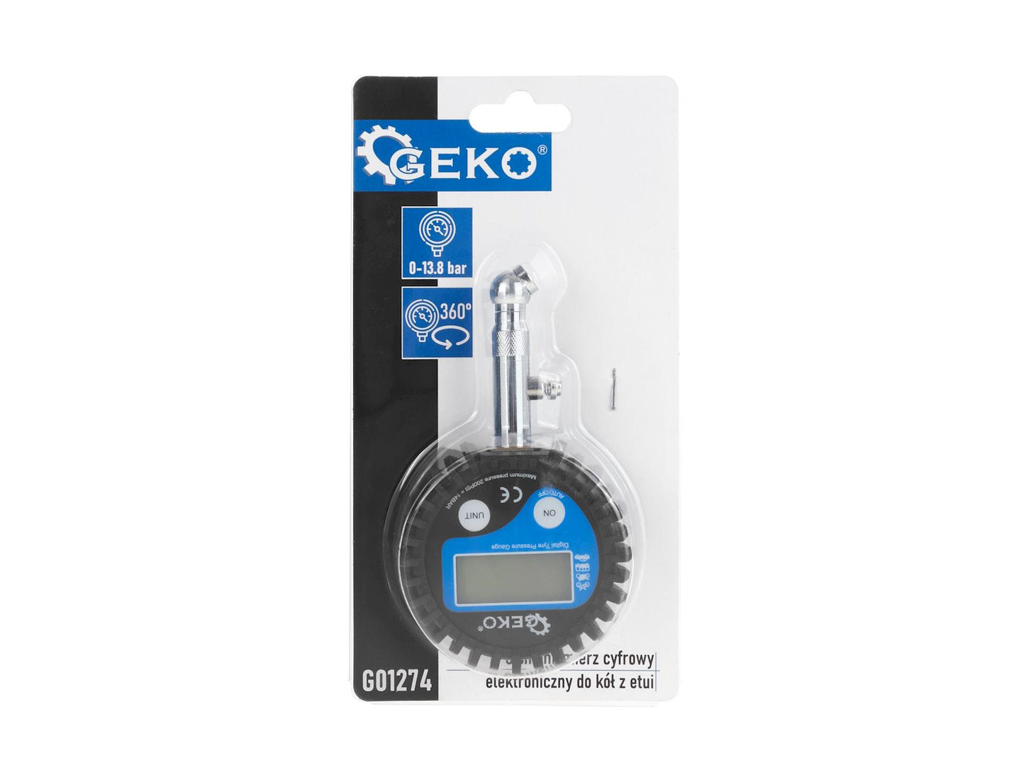Manometro digitale per pneumatici, precisione professionale, 200 PSI, manometro pneumatico digitale, accessorio compressore aria con LCD, tubo in gomma per auto, Geko