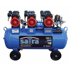 Compressore aria silenziato - con capacità del serbatoio di 100 litri - senza olio, oil free - per utensili pneumatici, 3400 W Satra
