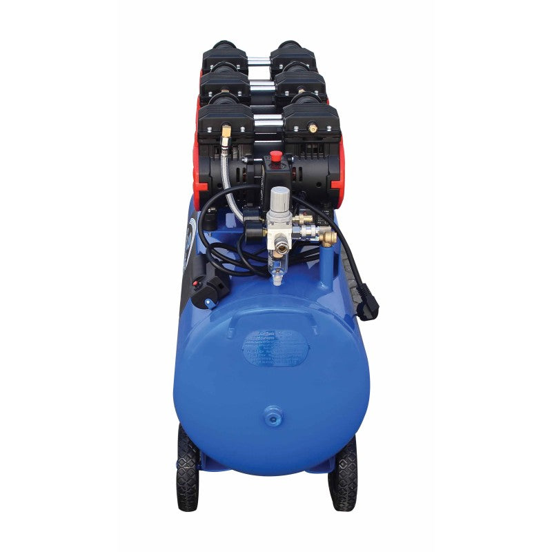 Compressore aria silenziato - con capacità del serbatoio di 100 litri - senza olio, oil free - per utensili pneumatici, 3400 W Satra