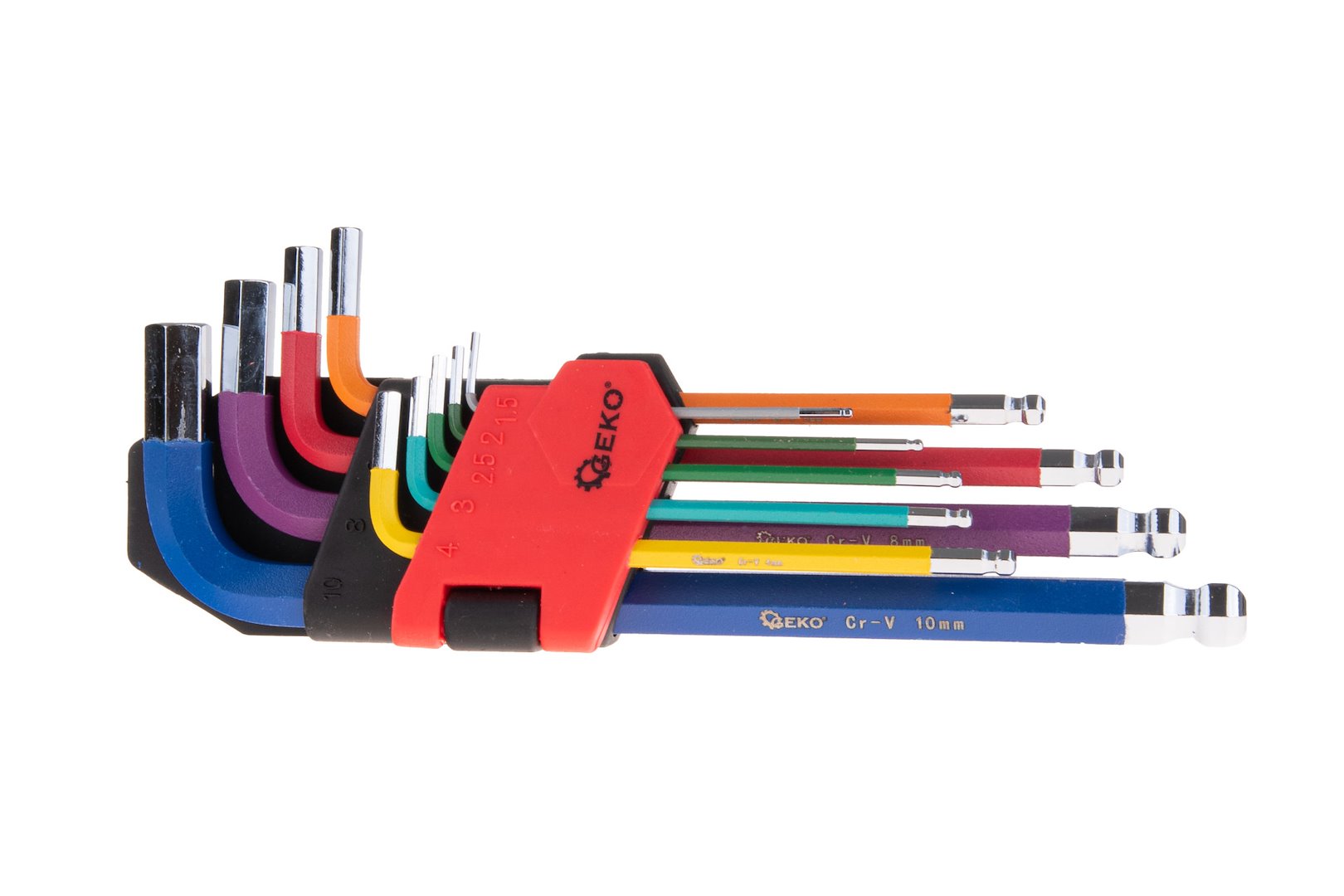Set di chiavi a brugola/chiavi a stelo lungo, set di 9 chiavi a brugola con supporto, braccio lungo, a colori, Geko