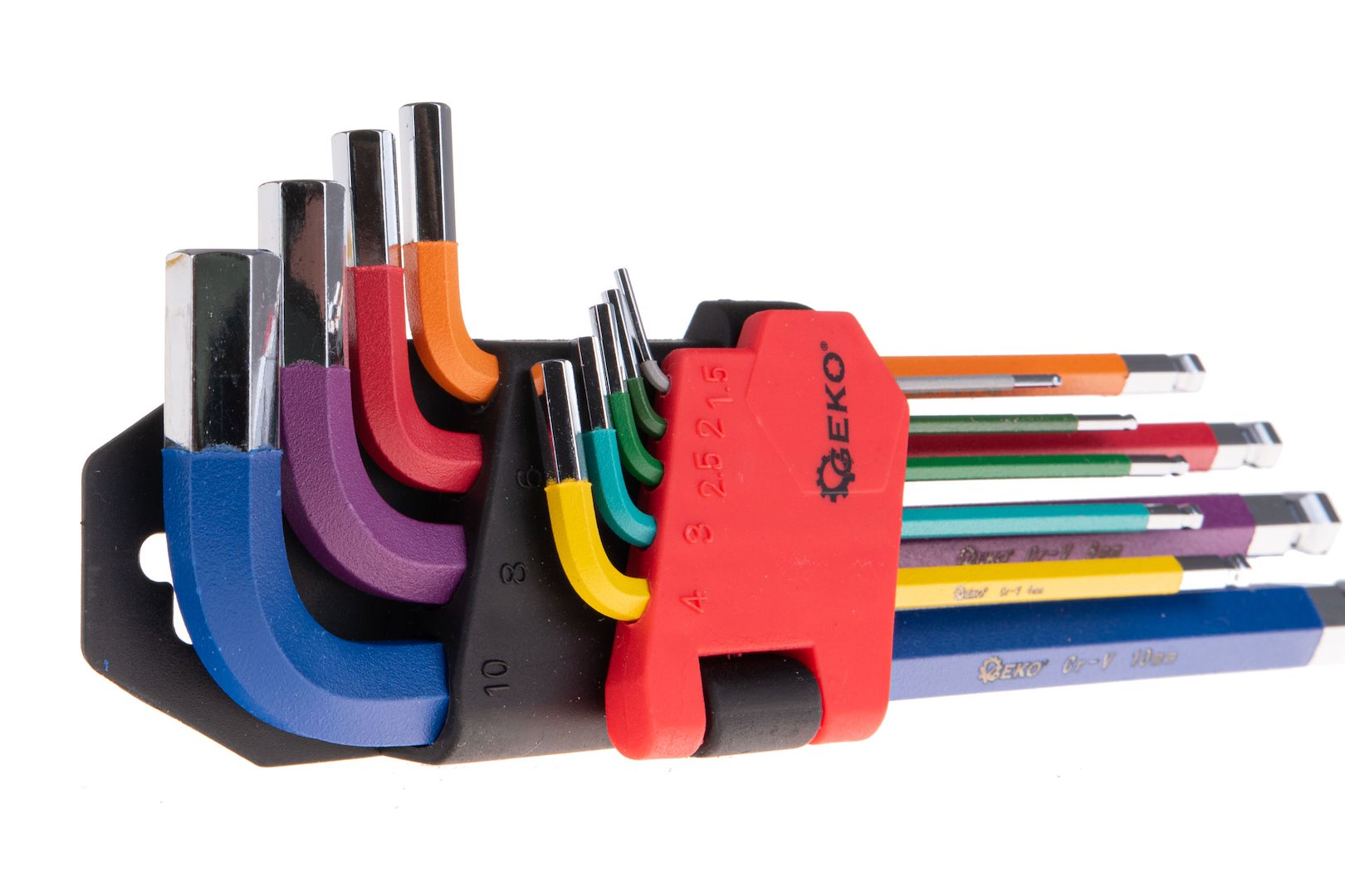 Set di chiavi a brugola/chiavi a stelo lungo, set di 9 chiavi a brugola con supporto, braccio lungo, a colori, Geko