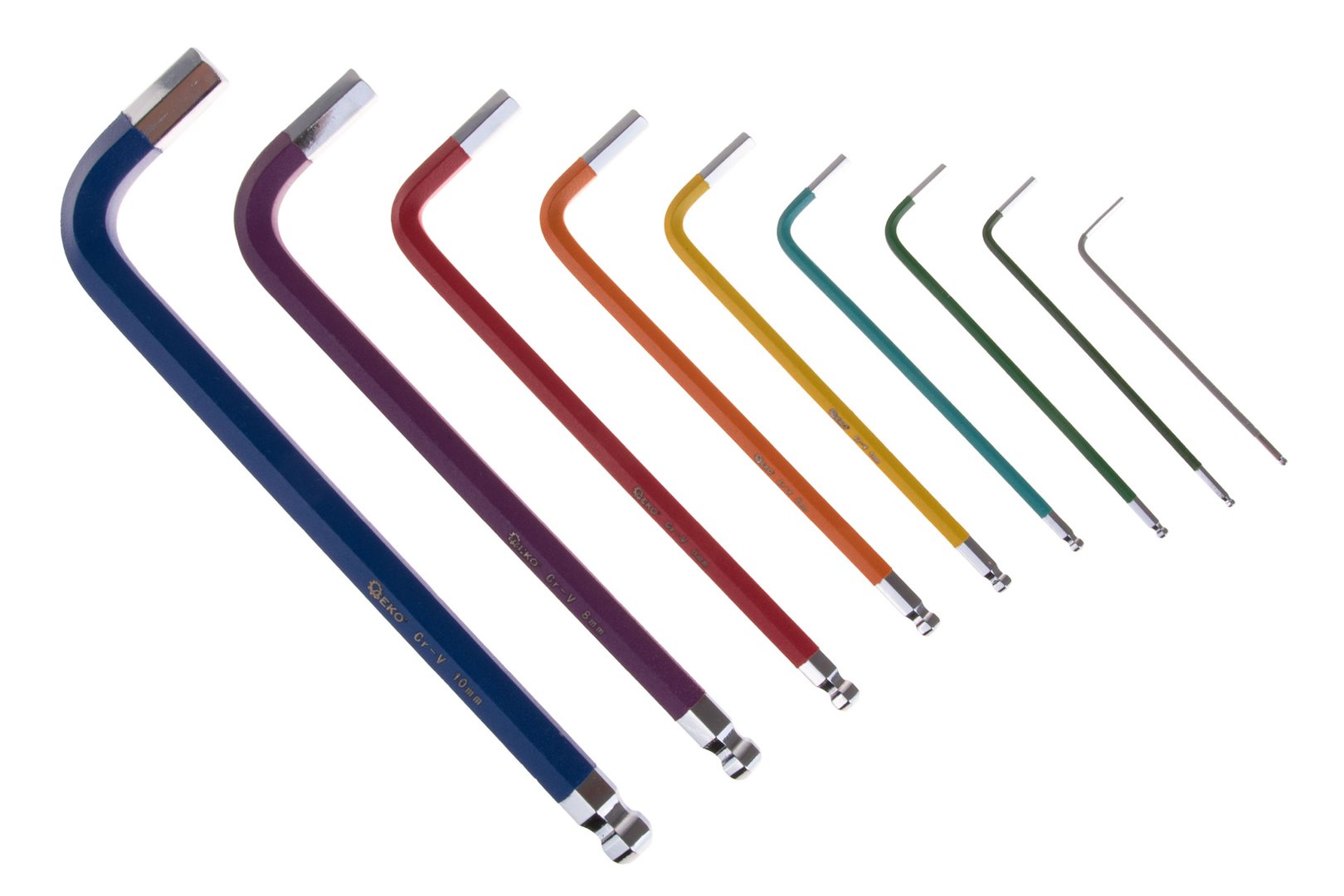 Set di chiavi a brugola/chiavi a stelo lungo, set di 9 chiavi a brugola con supporto, braccio lungo, a colori, Geko