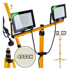 Proiettore LED 100 w con treppiede telescopico regolabile 60–160 cm, bianco neutro 4500K IP66 KELTIN