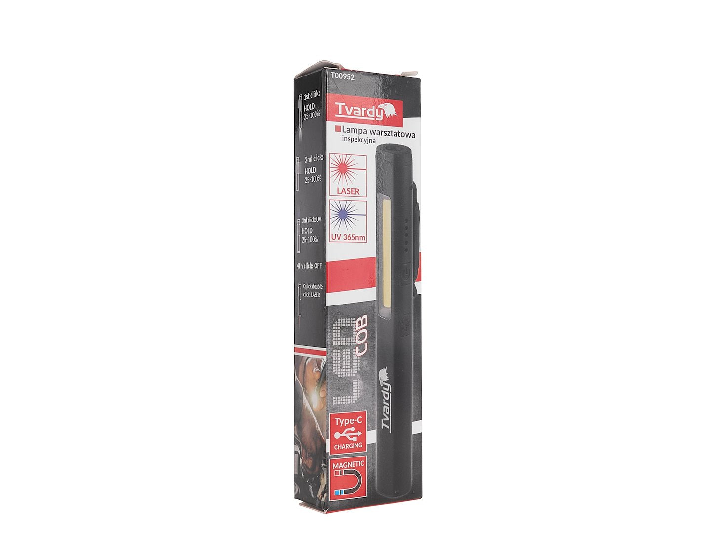 Lampada da lavoro magnetica ricaricabile a LED COB con laser e UV , 5W 800MAH 400LM, torcia da lavoro