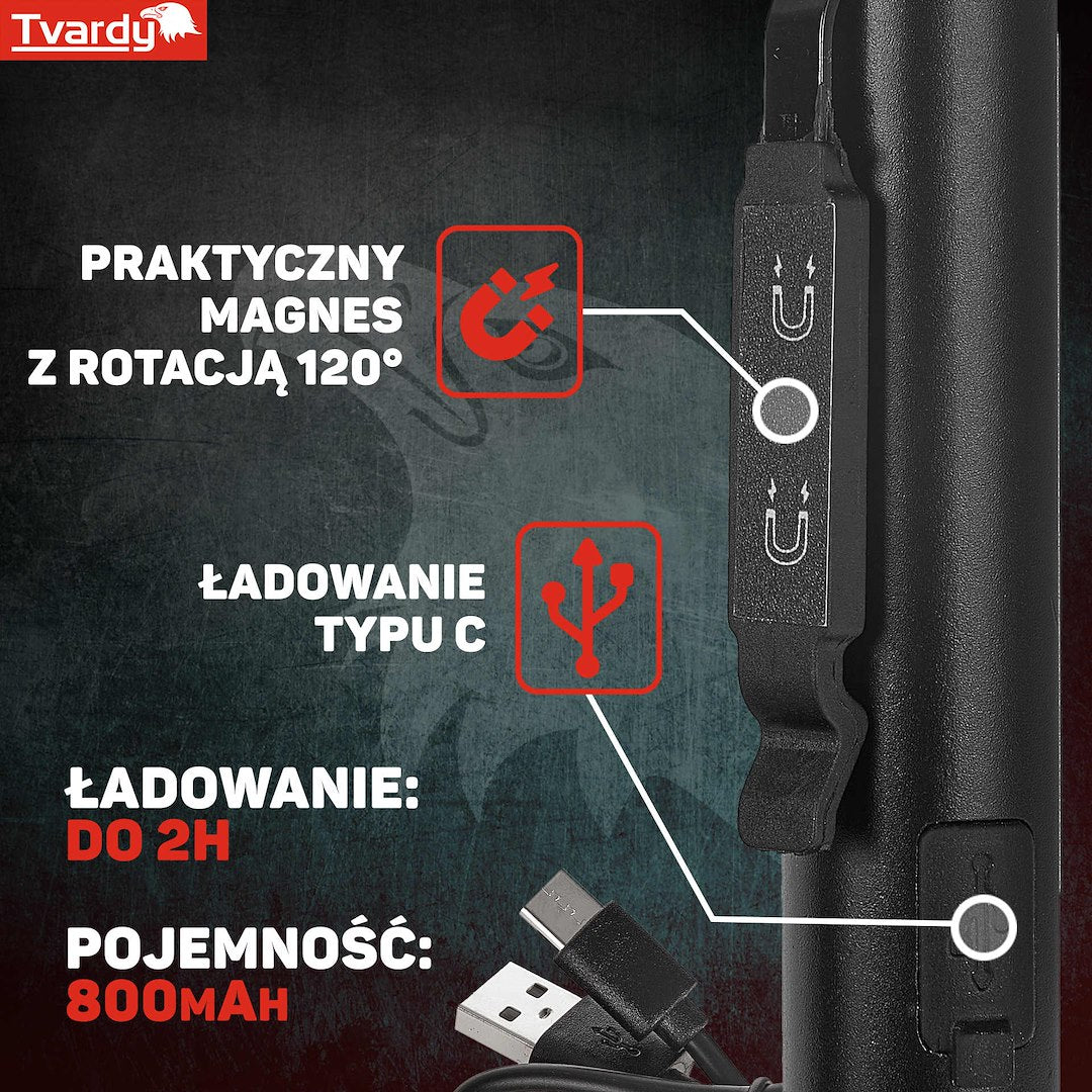 Lampada da lavoro magnetica ricaricabile a LED COB con laser e UV , 5W 800MAH 400LM, torcia da lavoro