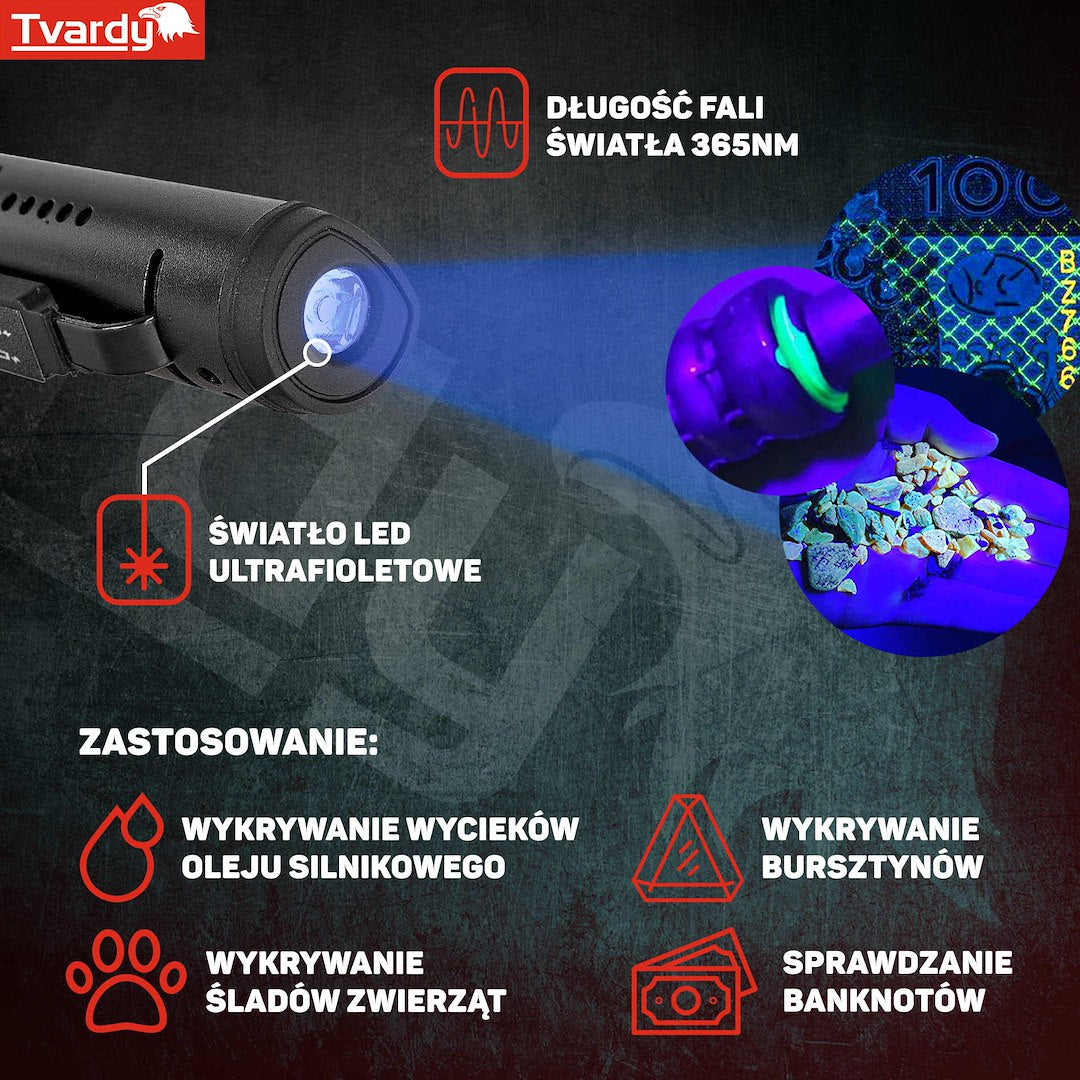 Lampada da lavoro magnetica ricaricabile a LED COB con laser e UV , 5W 800MAH 400LM, torcia da lavoro