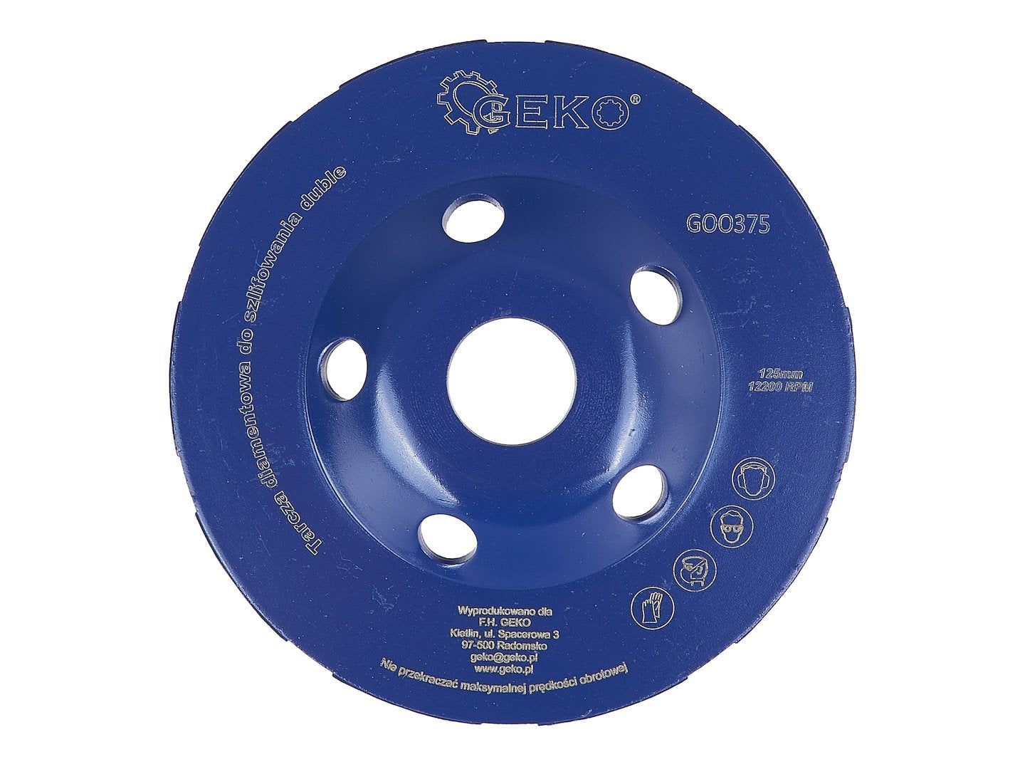 Disco abrasivo diamantato universale per levigatura cemento calcestruzzo, granito e marmo, doppia fila, diametro 125 x 22.23 mm, Geko