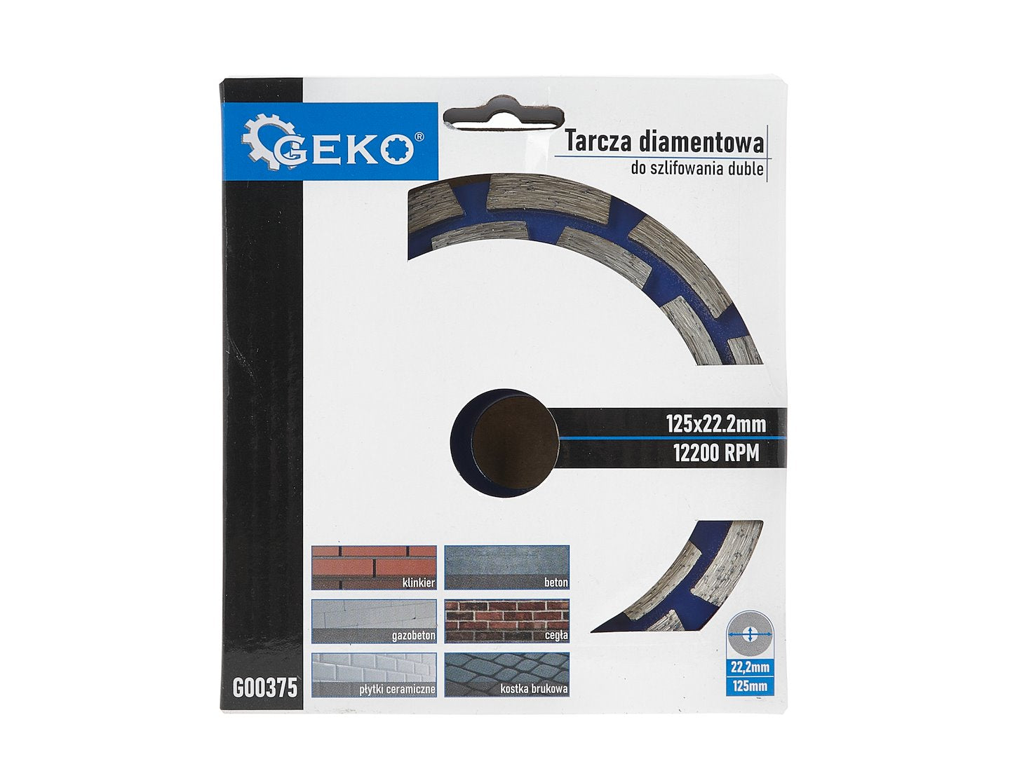 Disco abrasivo diamantato universale per levigatura cemento calcestruzzo, granito e marmo, doppia fila, diametro 125 x 22.23 mm, Geko