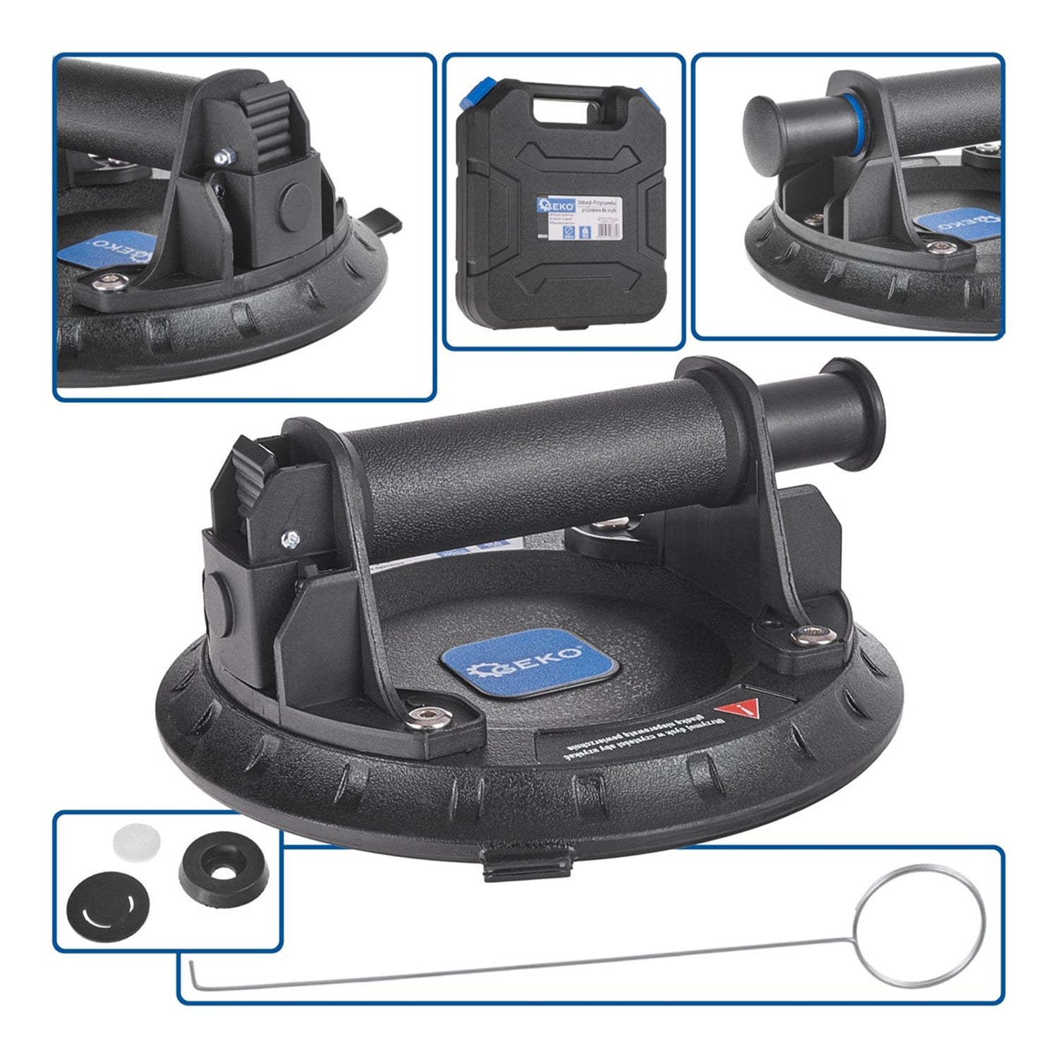 Ventosa vacuum a pompa con manometro, carico: 150 kg, 200 mm