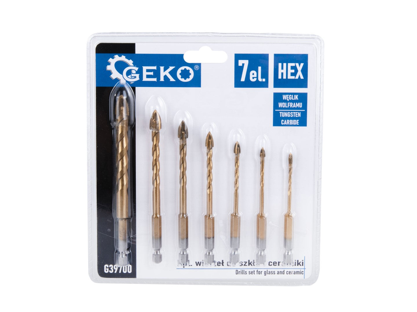 Set di 7 punte HEX per piastrelle morbide, per ceramica vetro, professional accessorio trapano, trapano/avvitatori rotanti, 3–12 mm