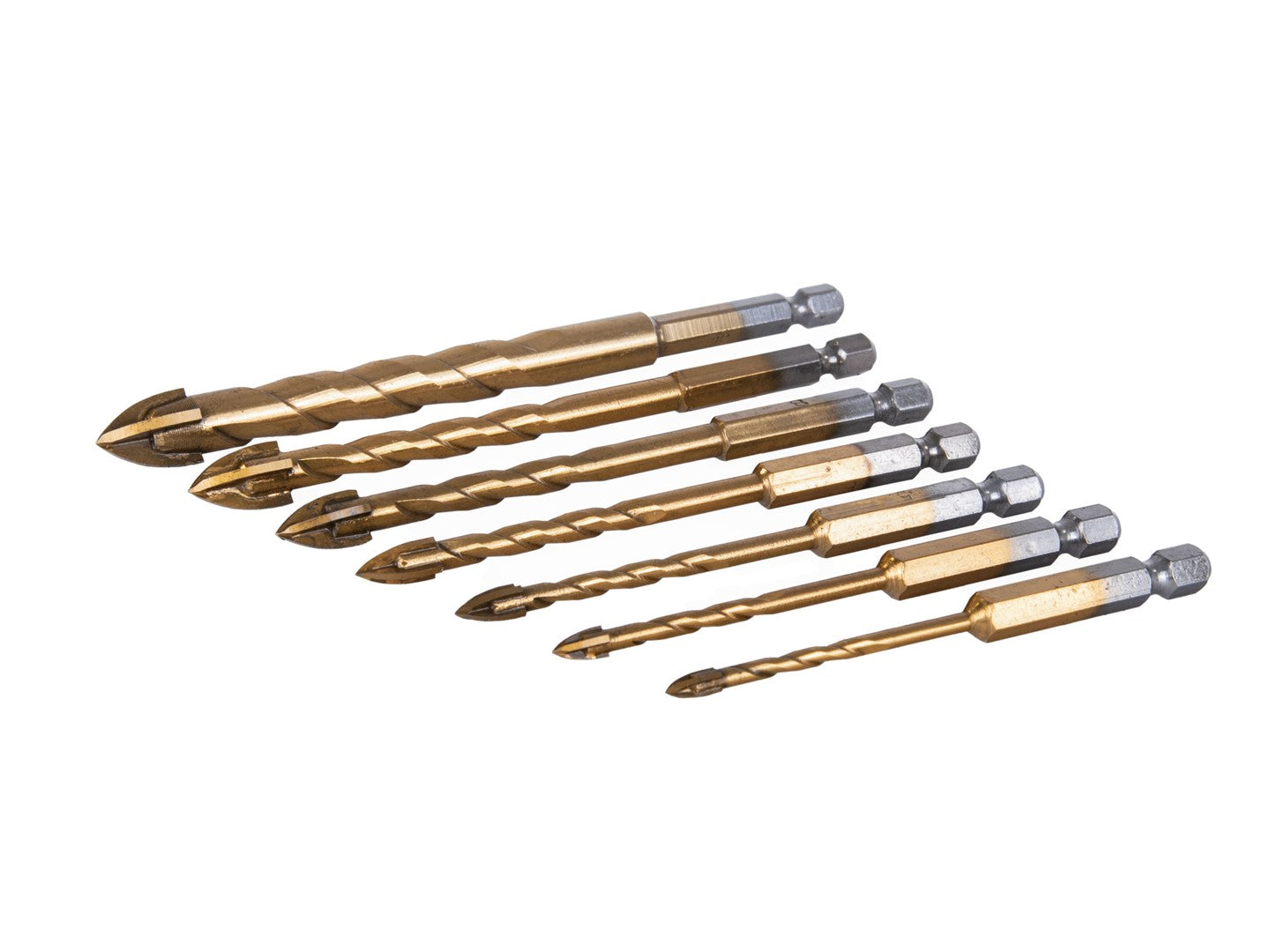 Set di 7 punte HEX per piastrelle morbide, per ceramica vetro, professional accessorio trapano, trapano/avvitatori rotanti, 3–12 mm