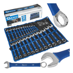 Set chiavi combinate anello e forchetta, chiavi inglesi, professionali, con impugnatura in gomma antiscivolo 6–32 mm, 25 pezzi
